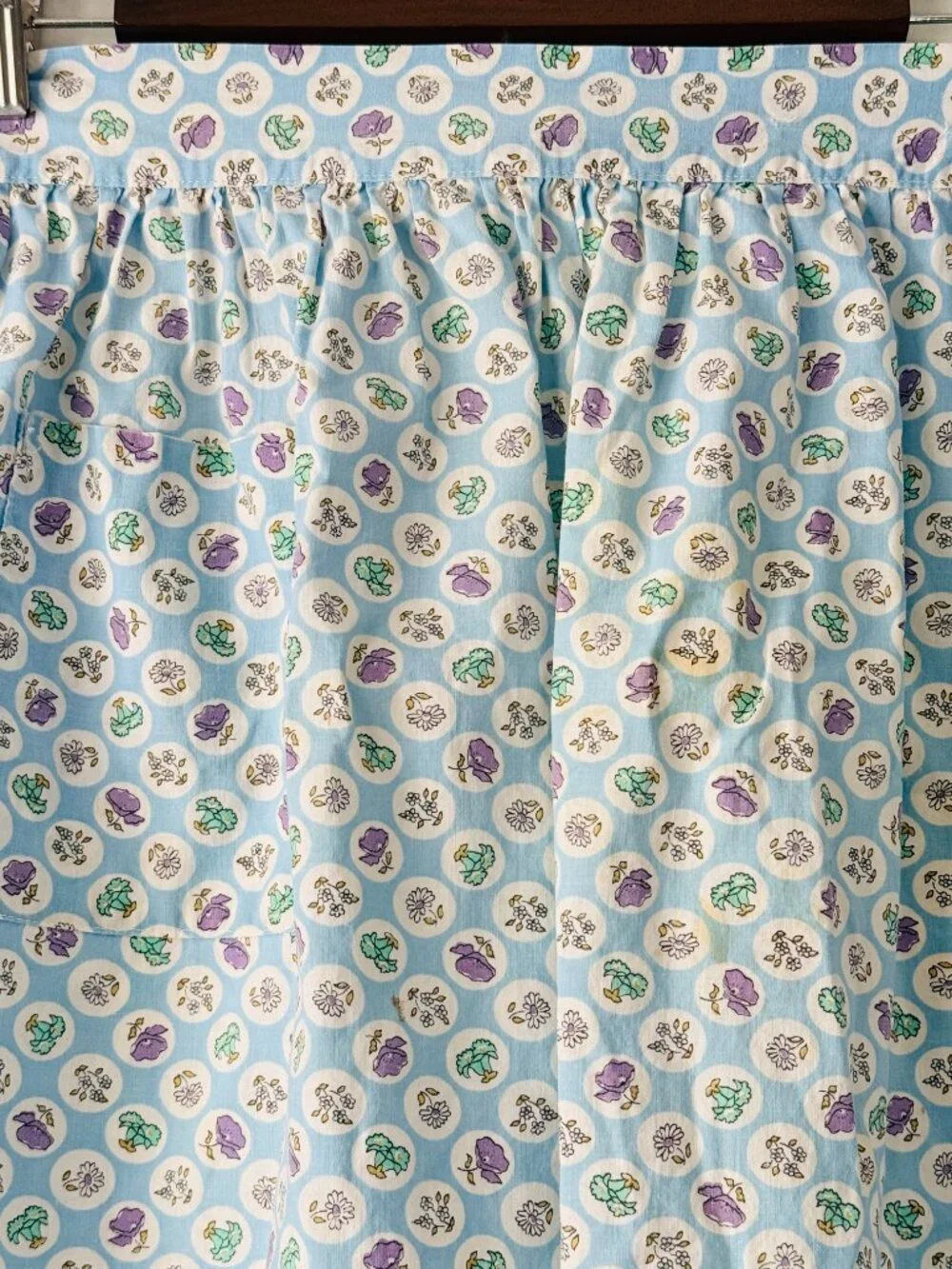 Vintage Handmade Tie-Waist Half Apron Pastel Floral Print